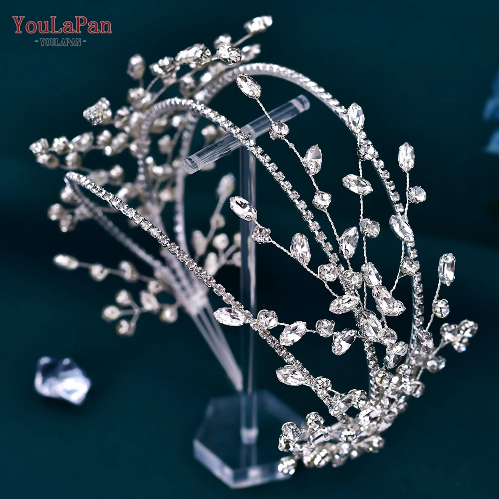 YouLaPan Rhinestone Headpiece Bridal Hairband Women Tiara Wedding Hair Accessories Bride Headwear Party Head Hoop for Girl HP381