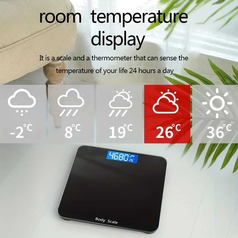 1pc Digital Bathroom Scale, Body Weight Scales, USB  Accurate For Gym Yoga Studio With Large Backlit Display, 3