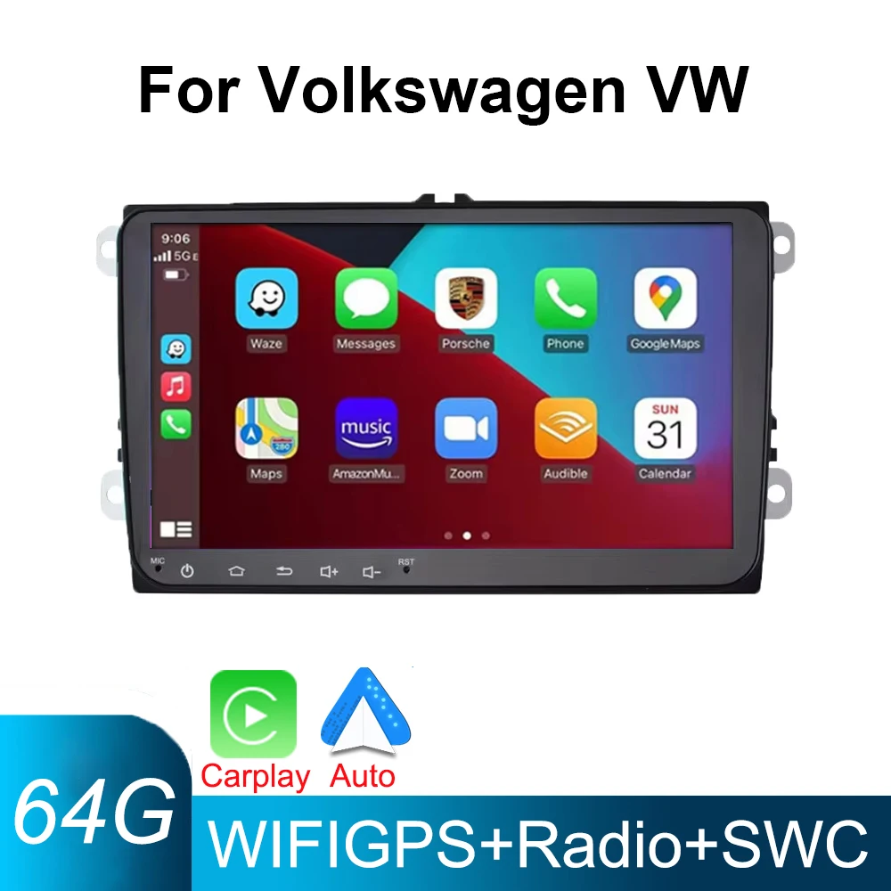 폭스바겐, 골프, 파사트, B7, B6, 스코다, 옥타비아, 폴로, 티구안용, 안드로이드 13 GPS, 2Din 카플레이, 자동차 라디오, 멀티미디어 비디오 플레이어
