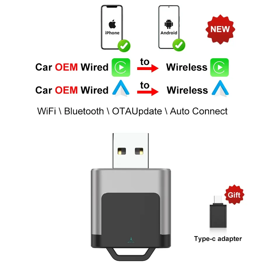 FLIXIVI CarPlay Android Auto Wireless Car Play Adapter 2IN1 Smart Mini Box Plug and Play WiFi Fast Connect Universal for Nissan