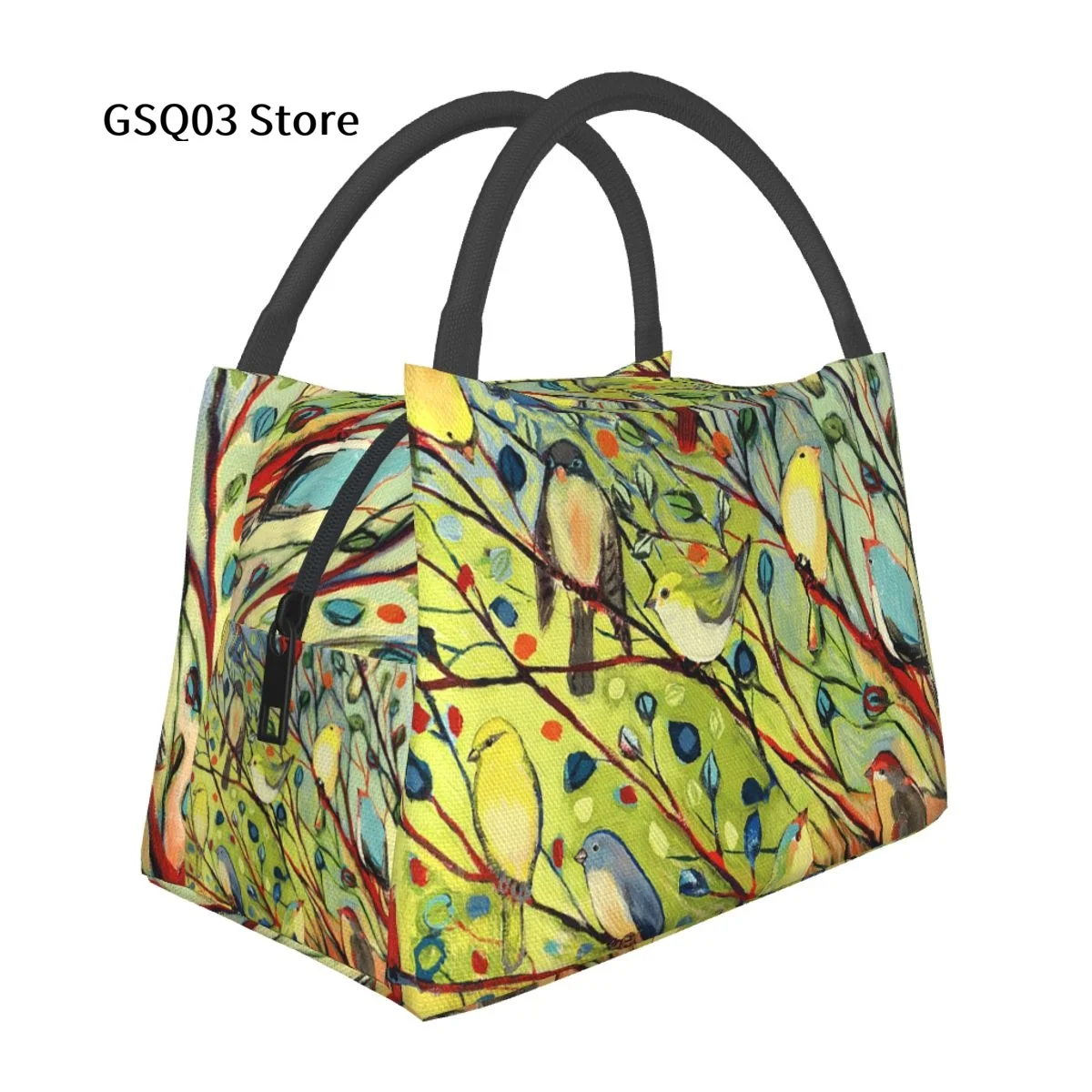 

Tree Birds Lunch Box Reusable Tote Bag, Cooler Waterproof Lunch Bag Container For Work Office Travel Picnic