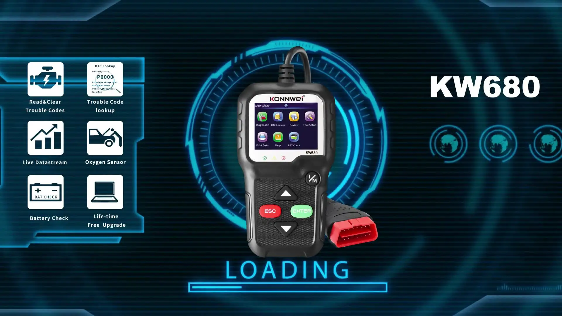 Сканер OBD2 KONNWEI KW680 Автомобильная диагностика Авто диагностический инструмент