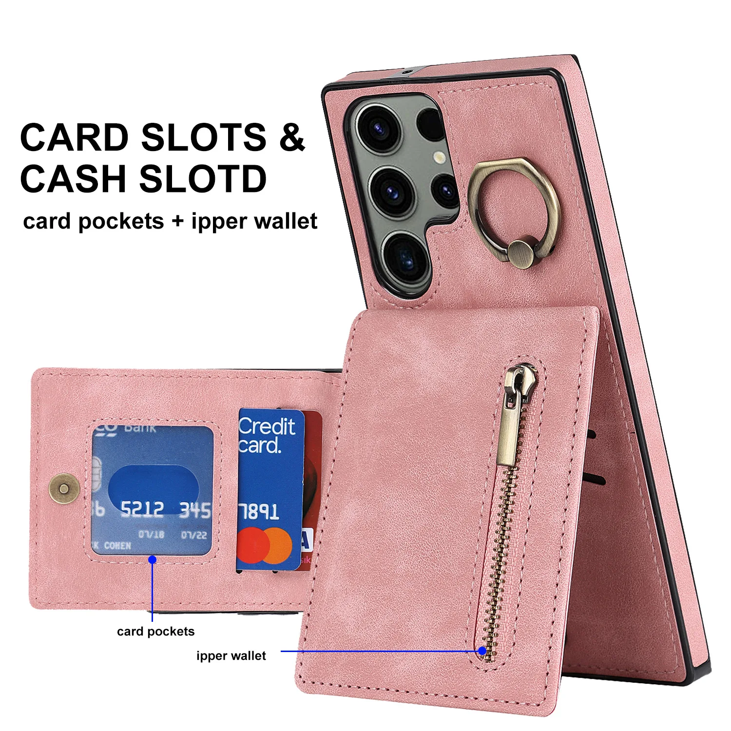 Leather Phone Case with Card Slot & Stand Feature
