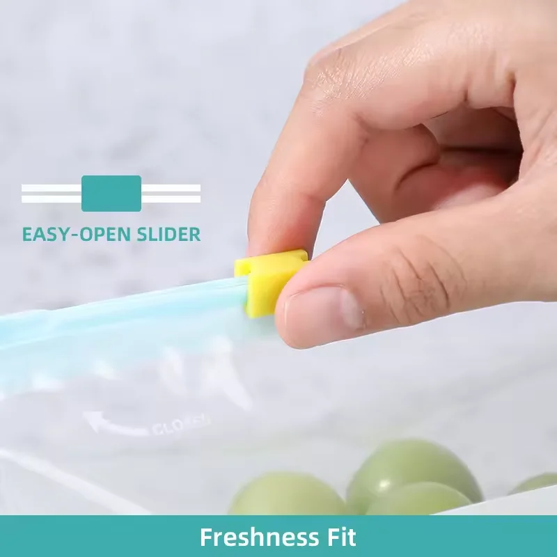 Reusable Zipper Bag Stand Up Zip Shut Plastic Freezer Bag Fruit Vegetable Ziplock Kitchen Food Storage Organizer Pouch