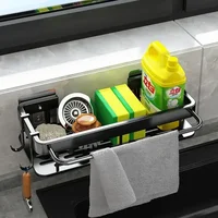 1pc Kitchen Aluminium Sink Drain Rack Shelf Basket Organizer Kitchen Accessories SpongeStorage Faucet Holder Soap Drainer 1