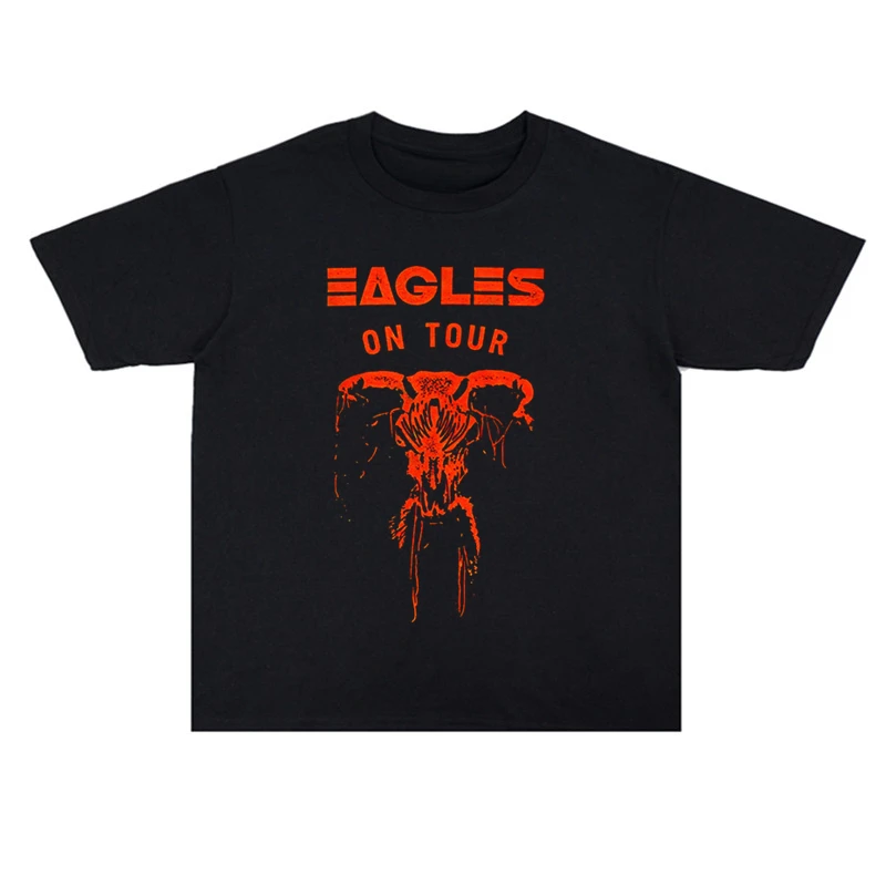 2025 Pop The Eagles Rock California Hotel Printed T-shirt Loose Short Sleeve Men's and Women's Street Cotton Comfortable 3
