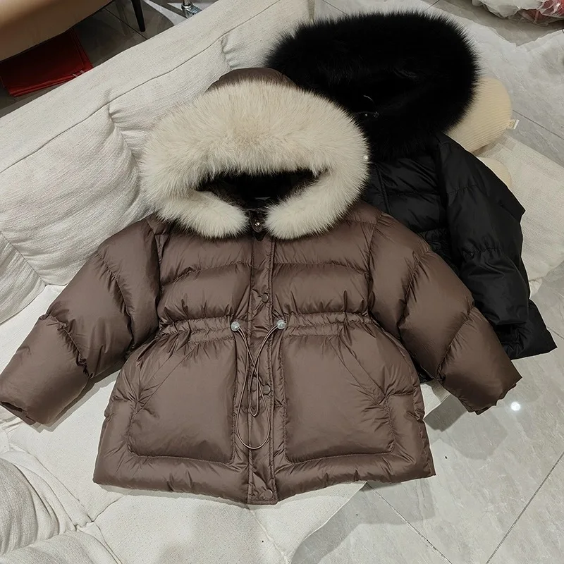 Girls' down padded jacket Korean version padded jacket baby medium long medium sized children's casual hooded new
