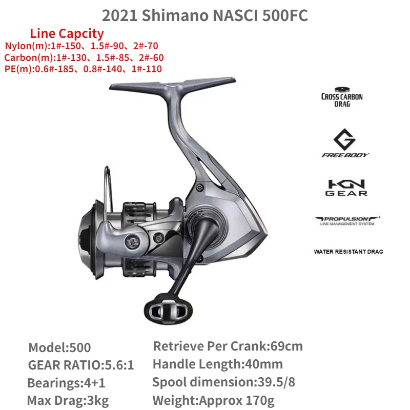 SHIMANO NASCI 500 使用済み 2021 Shimano NASCI FC 500/1000/2000/2500/3000/4000/5000 Spining
