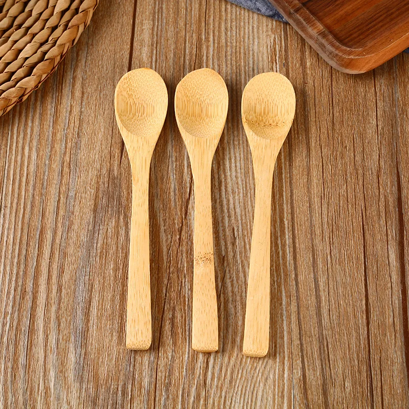 10/20/50/100pcs 대나무 나무 숟가락 재사용 가능한 단단한 대나무 티스푼 아이스크림 설탕 잼 꿀 커피 수제 주방 용품