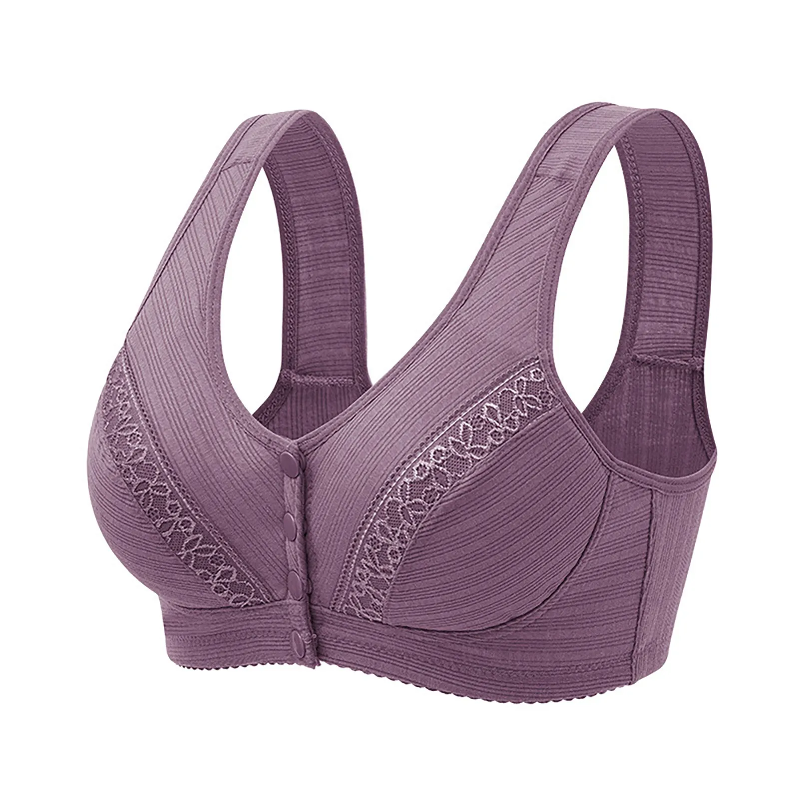 Women's Front Open Buckle Thin Breathable Bras Non Steel Ring Gathering Lingerie Traceless Wide Shoulder Strap Vest Underwear