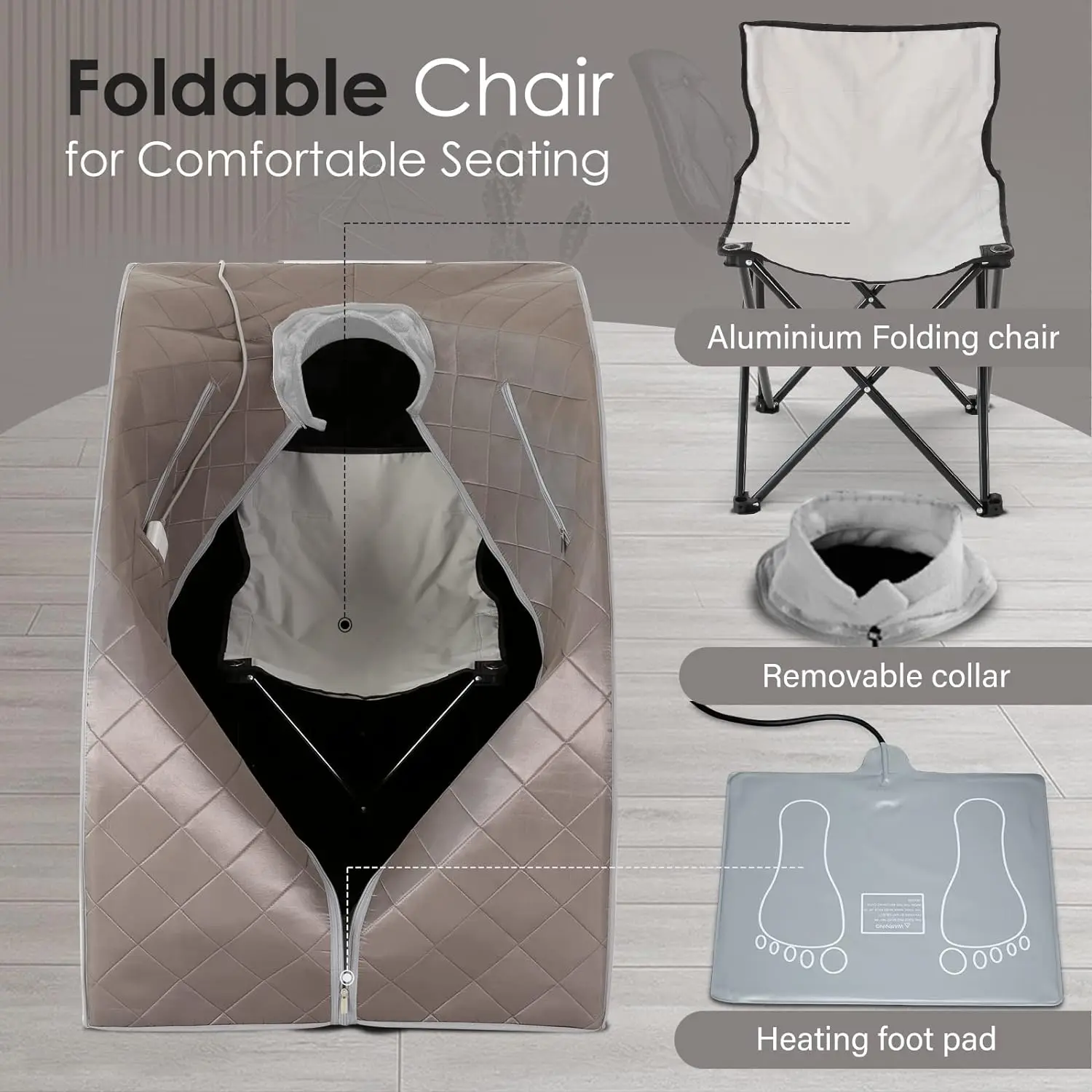 Portable Infrared Sauna for Home Personal Sauna for Relaxtion & Detox 1 Person Full Body Sauna with Heating Foot Pad and Chair 3