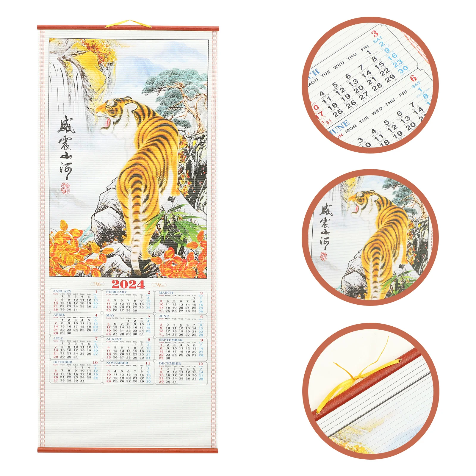 

Chinese Wall Scroll Calendar 2024: Dragon & Auspicious Picture for Home & Office