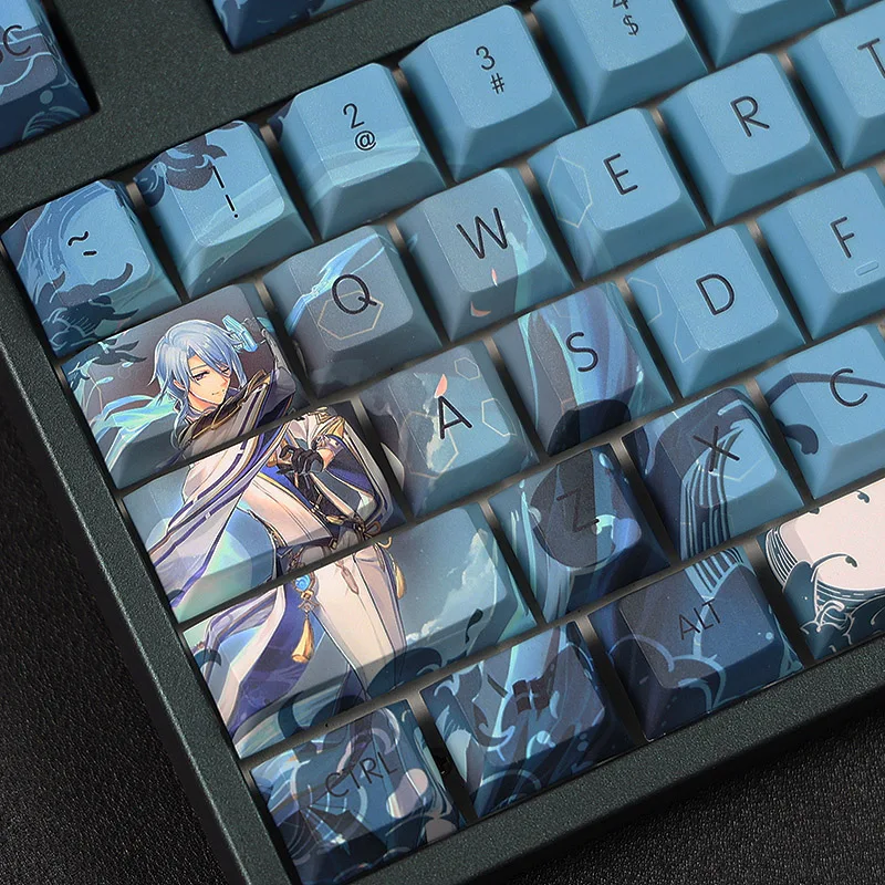 

Cherry Profile 108 Key Caps Genshin Impact Kamito Ayato Keycaps PBT Sublimation For Mechanical Keyboard MX Cross Axis Switch