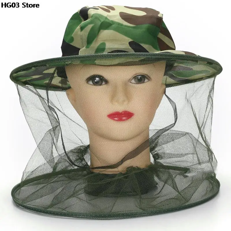 

Camouflage Beekeeping Fishing Hat Mosquito Net Caps Mesh Beekeeper Protective Cap Mask Outdoor Anti Bee Neck Veil Head Cover