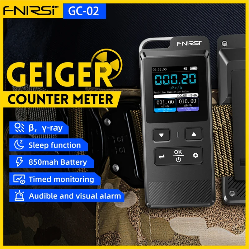 FNIRSI GC-02 Geiger Counter Nuclear Radiation Detector Personal X-ray &gamma;-ray &beta;-ray Radioactivity Dosimeter Detector Tester Tool