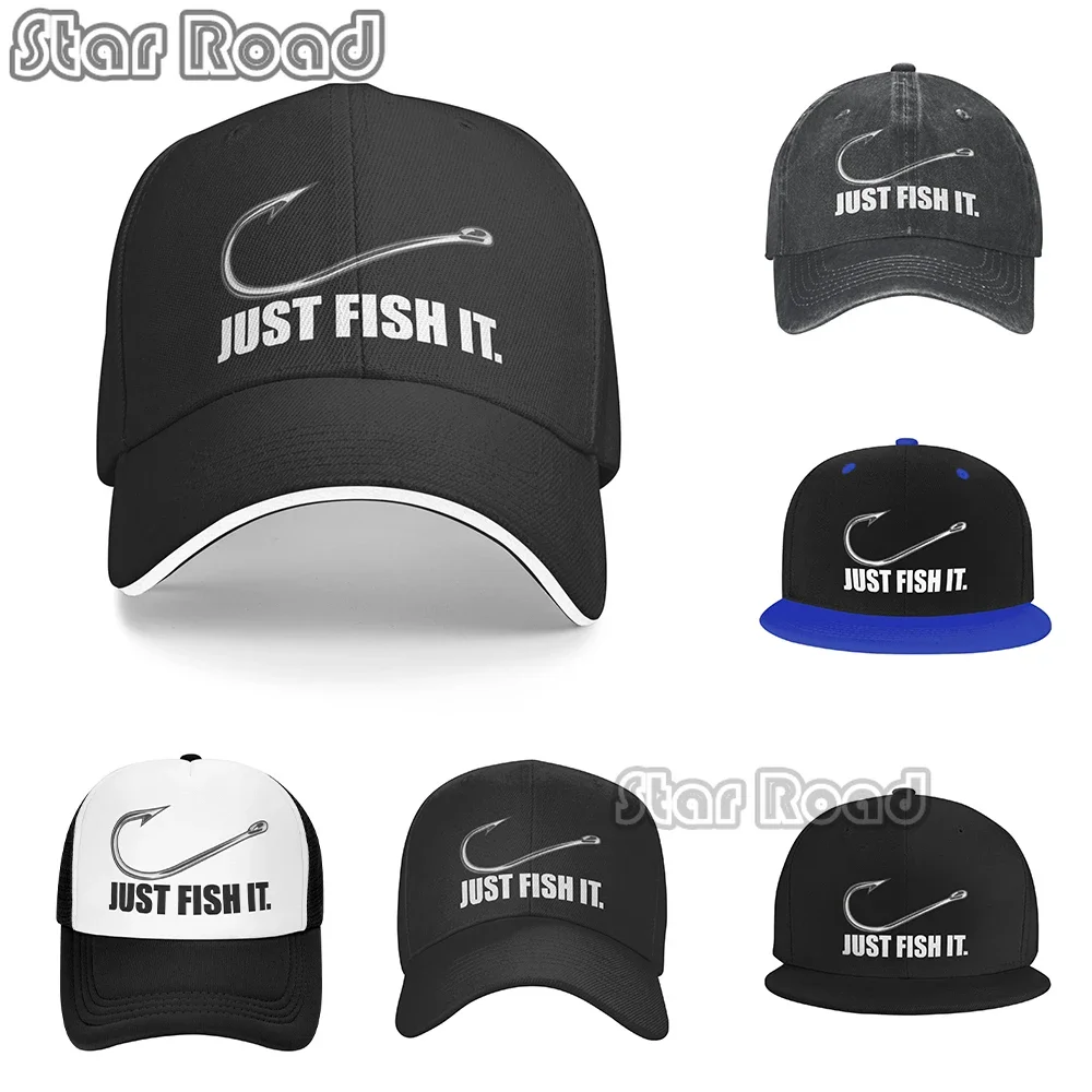 

Punk Unisex Funny Fishing Just Fish It Trucker Hat Adult Fisherman Gift Adjustable Baseball Cap Women Men Outdoor Snapback Hats