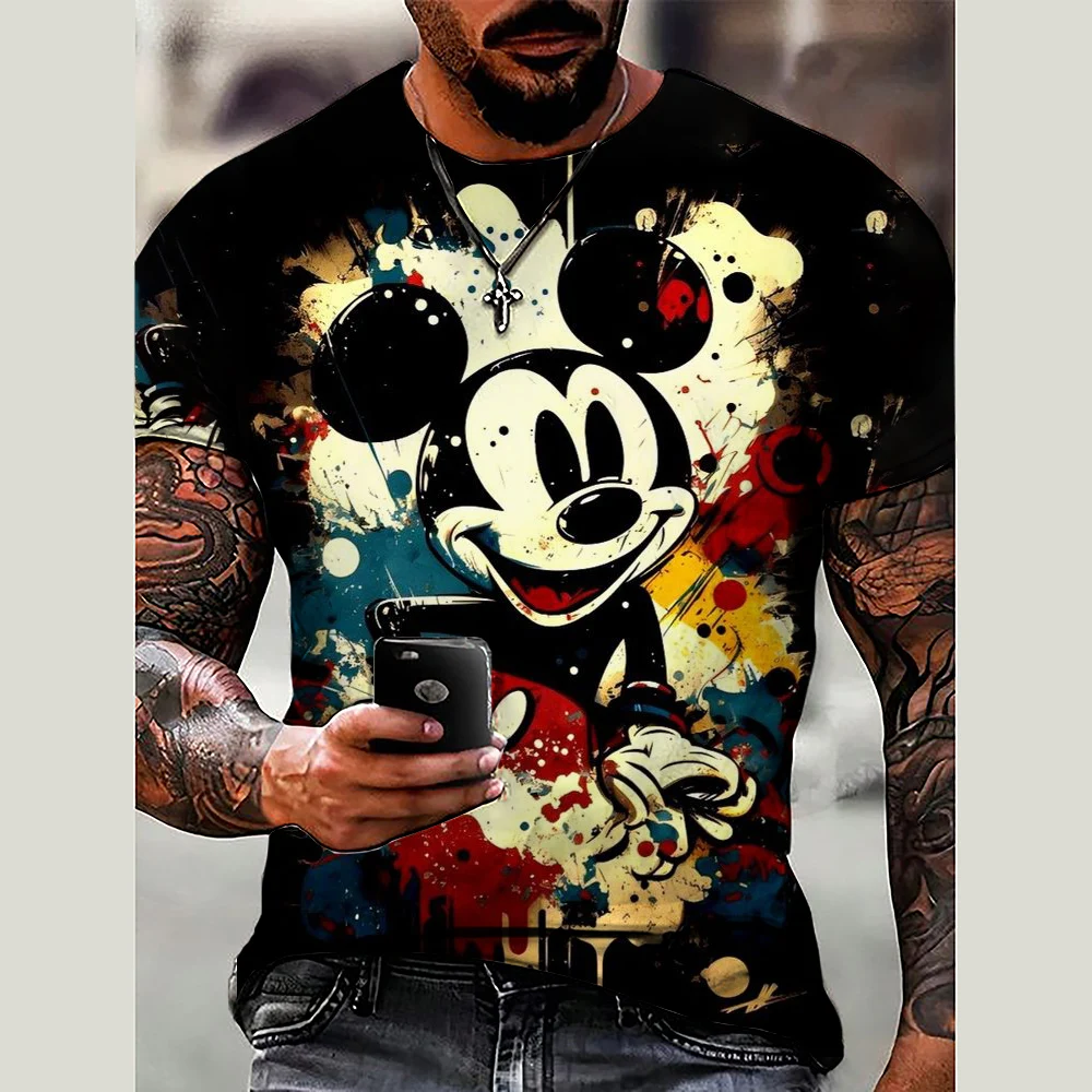 thumbnail image 1 of Camiseta de verano de Disney para hombre, con estampado de Mickey Mouse, camisetas con dibujos animados, ropa de manga corta a la moda, ropa informal para hombre, 1 of 4
