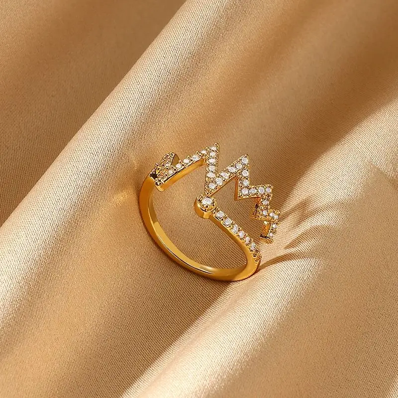 Fashion Zircon Lightning Ring For Women Gold Color