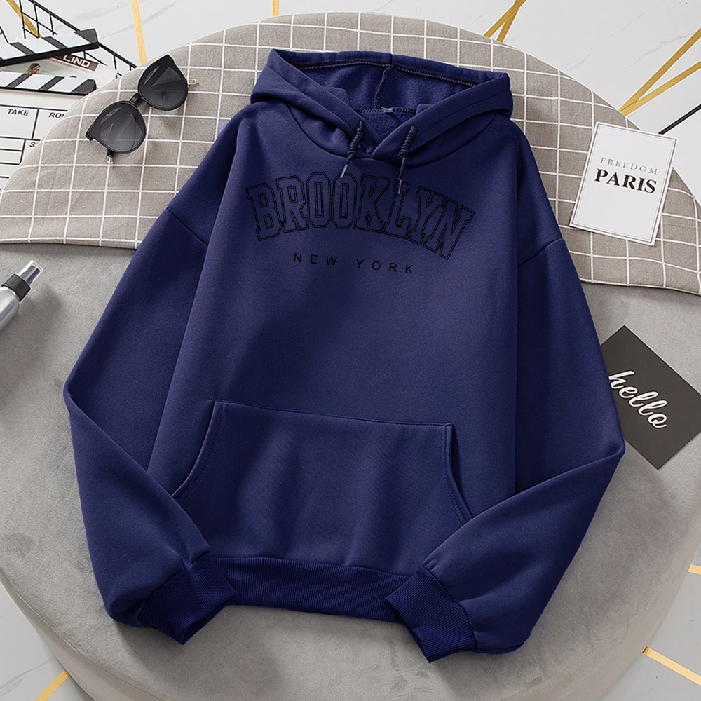 

Brooklyn New York Usa City Womens Sweatshirts Simple Comfortable Hoodies Street Soft Hoodie Casual Warm Autumn Tracksuit Woman