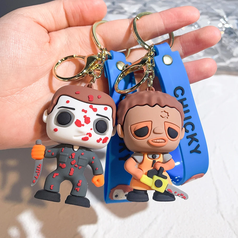 Ghost Keychain Halloween Scary Ghost Baby Keychains Dolls Horror Child's Play Chucky Tiffany Glen Mini Pendants PVC Figures Toy