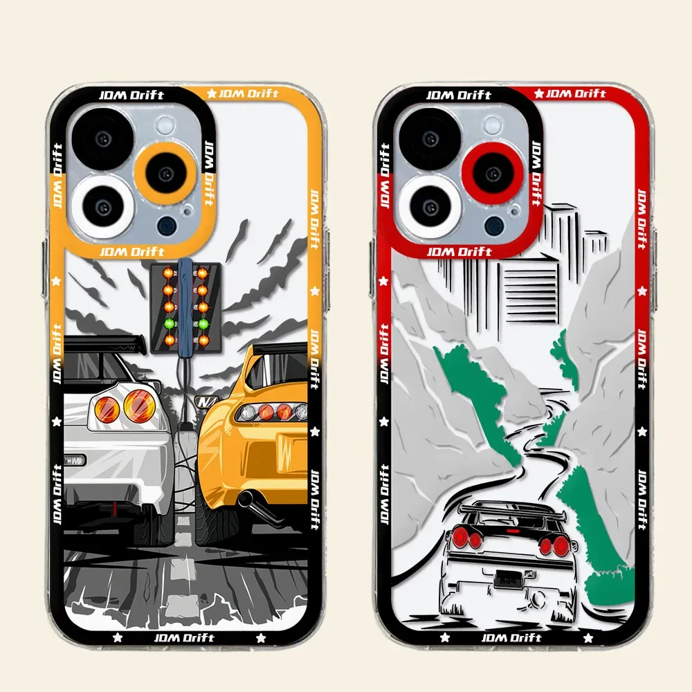 Tokyo JDM Drift Sports Car Transparent Soft Silicone Phone Case