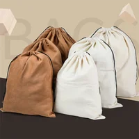 DINYAO Khaki White Flannel Suede Travel Drawstring Pouch Soft Fabric Storage Bag Dust Bags for Luxury Handbags and Shoes 1