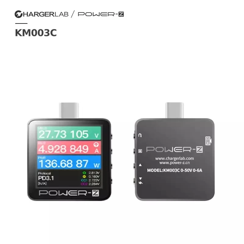 

ChargerLAB Power-Z KM003C USB PD3.1 Protocol 48V Range Dual Type-C Tester Mobile Phone Charging Power Monitoring