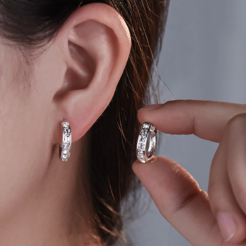 New 925 Sterling Silver Shining Zircon Earrings Women's