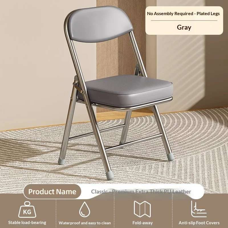 Portable Folding Dining Chair Stool Backrest Lightweight Space Saving Padded Seat Metal Frame Home Kitchen Office Dorm Furniture