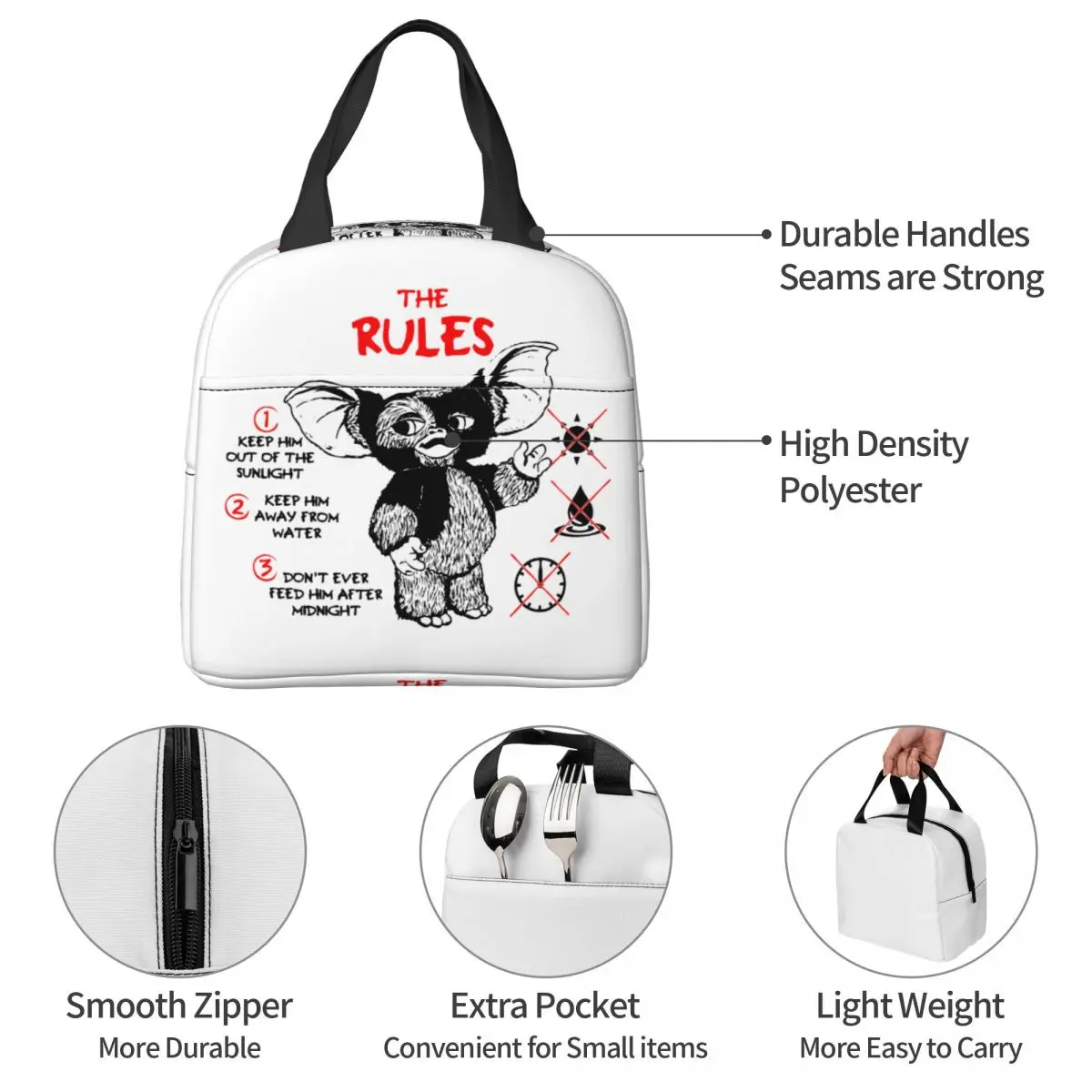 Lunch Bag for Women Kids Gremlins Thermal Cooler Portable Picnic Gizmo Mogwai Monster Horror Oxford Lunch Box Handbags
