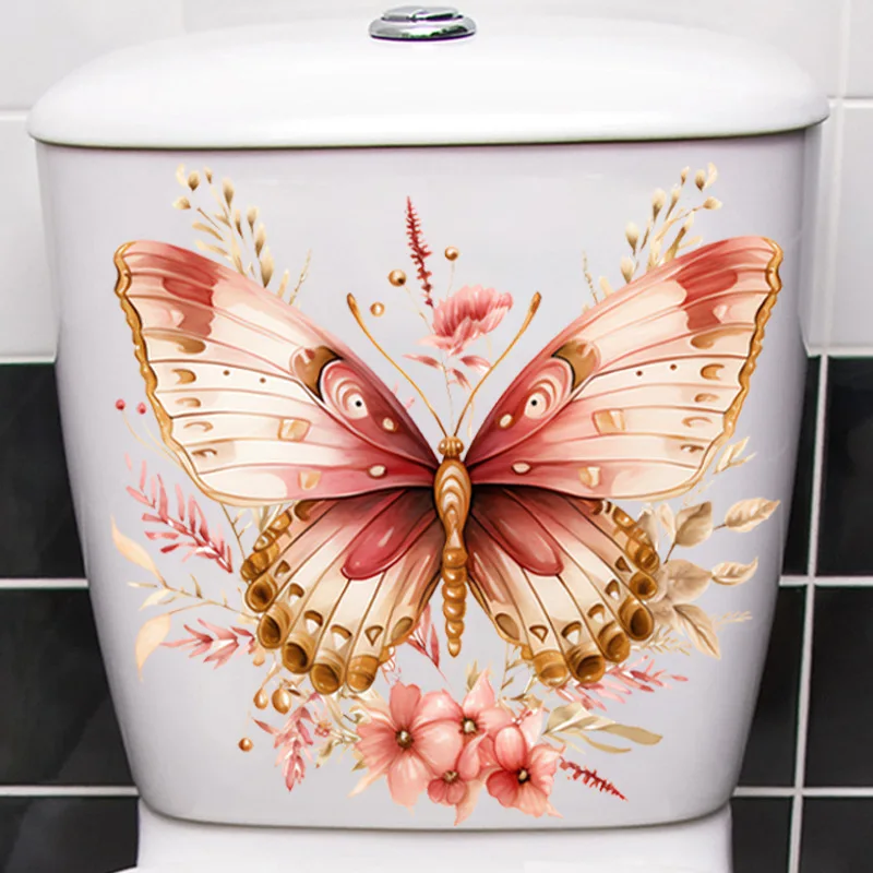 Butterfly Toilet Stickers Wall Stickers Toilet Lid Wc Refrigerator Home Decoration Door Sticker Bathroom Accessories