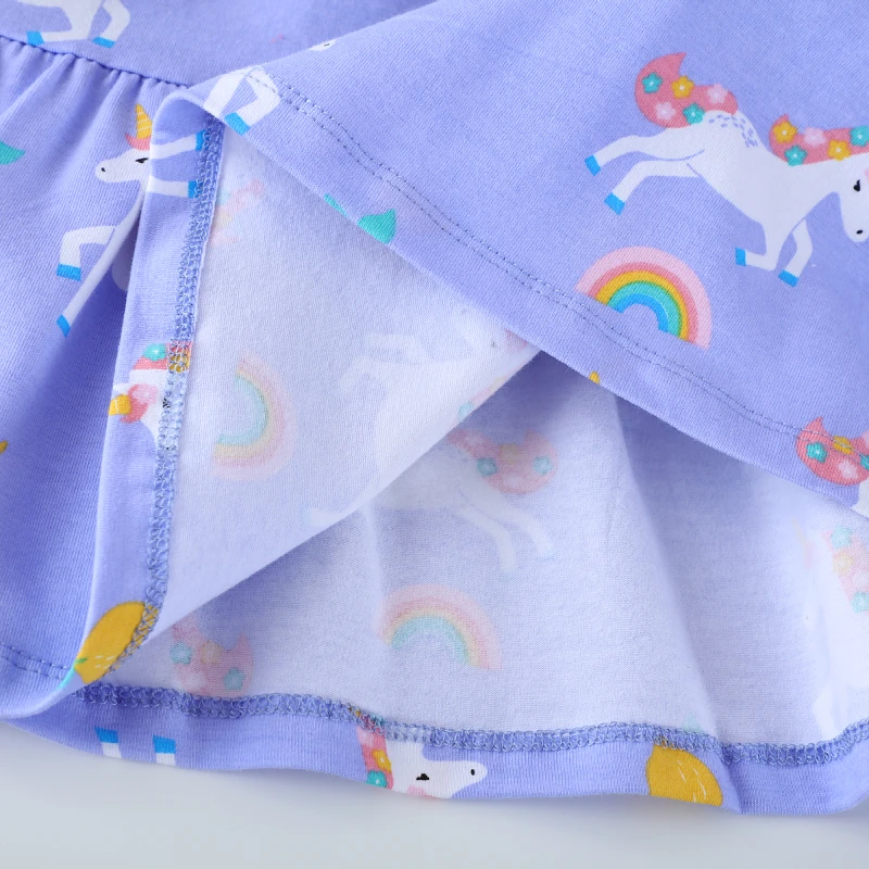Little maven Summer Children's Clothing Cartoon Unicorn Rainbow Girl Princess Dress Kids Clothes Birthday Gifts Print Knit Skirt