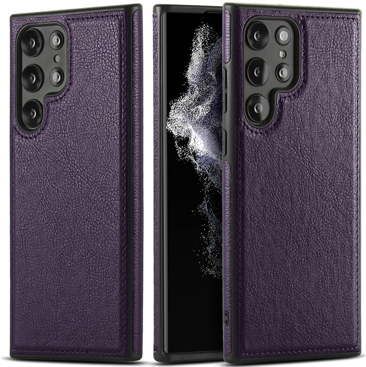 Luxury Business PU Leather Texture Shockproof Back Cover in Soft Bumper Design
