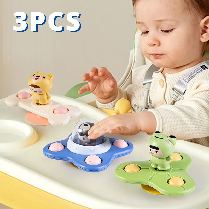 mignon 3pcs animaux ventouse spinner jouets fille garçon cadeaux, jouets  sensoriels jouets d'apprentissage pour les tout-petits, bébé bain jouets  bébé cadeau ensemble