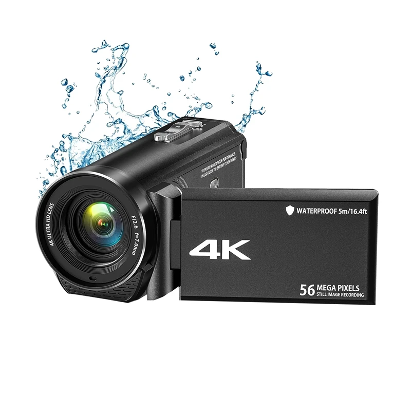 Водонепроницаемая пластиковая видеокамера 4K Ultra HD 56MP 30FPS с 18-кратным цифровым зумом