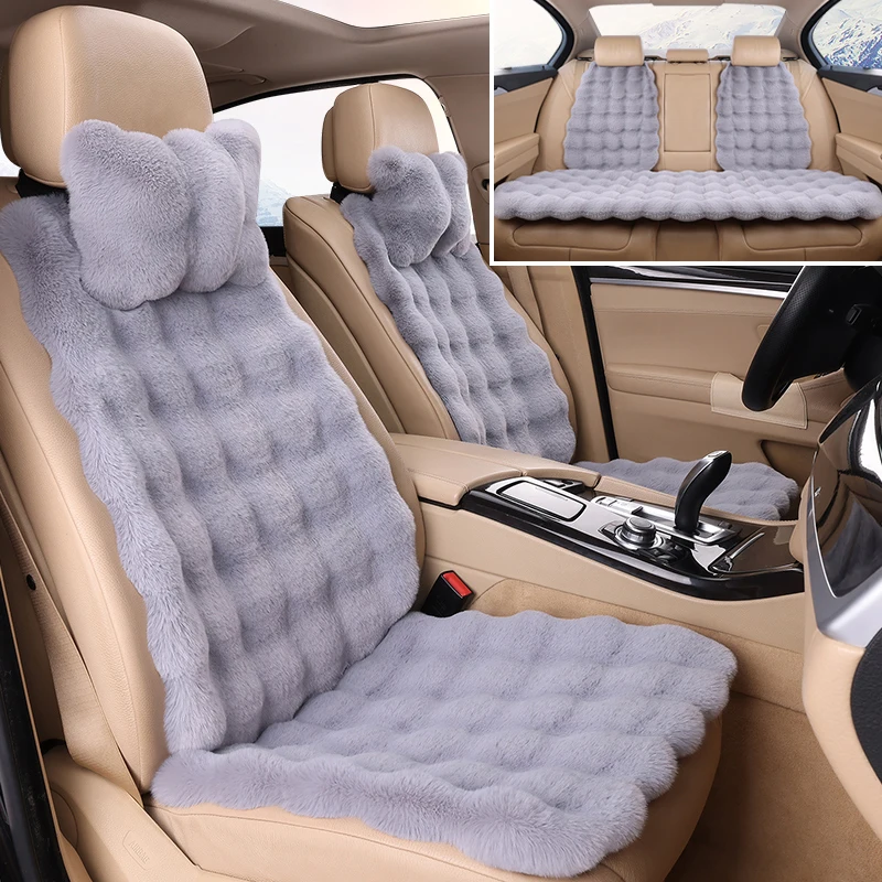 Neue Blase Fleece Auto Sitzkissen Winter Verdickt Plüsch Auto Sitz Abdeckung Künstliche Kaninchen Haar Kissen Für Auto Sitze Anti-slip