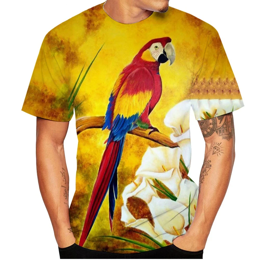 

Men Women Casual Fashion Oversized O-Neck T Shirt Kids Tees Tops Clothes Summer Parrot T-Shirts Animal Birds 3D Print Streetwear