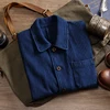 Indigo Cargo Jacket Men Vintage Heavy Weight Cotton Blue Dyed Workwear Tooling Jacket French Retro Multi-pocket Cardigan Coat 2