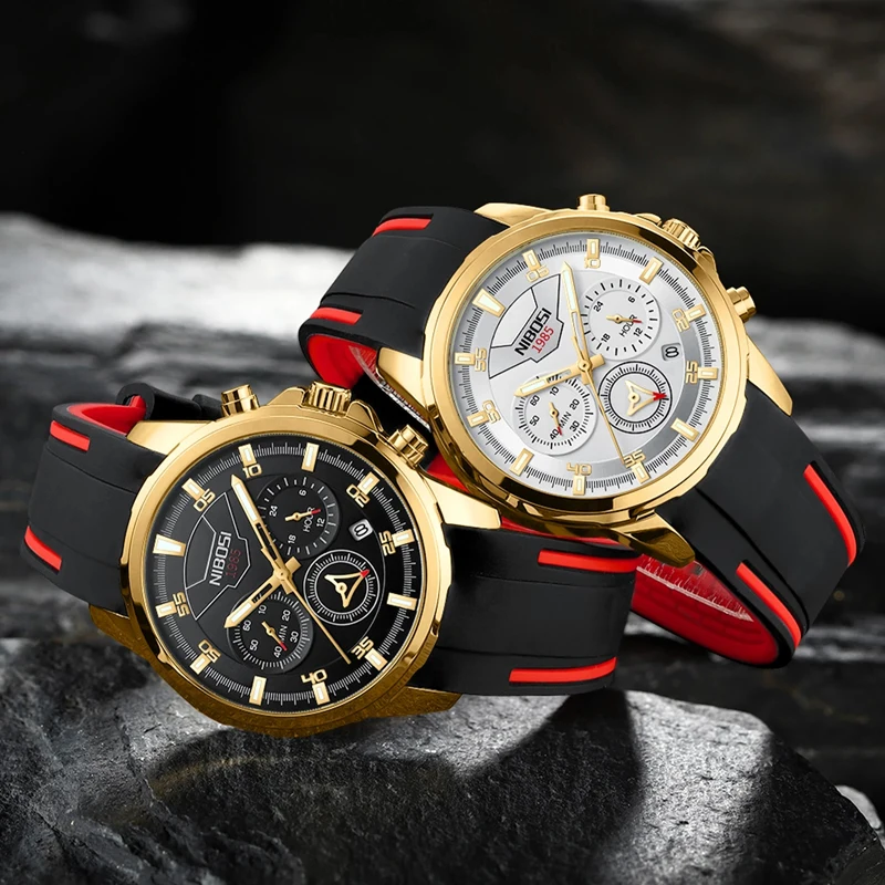 NIBOSI Fashion Mens Watches Top Brand Luxury Gold Stainless Steel Strap Sport Chronograph Quartz Watch for Men Relogio Masculino