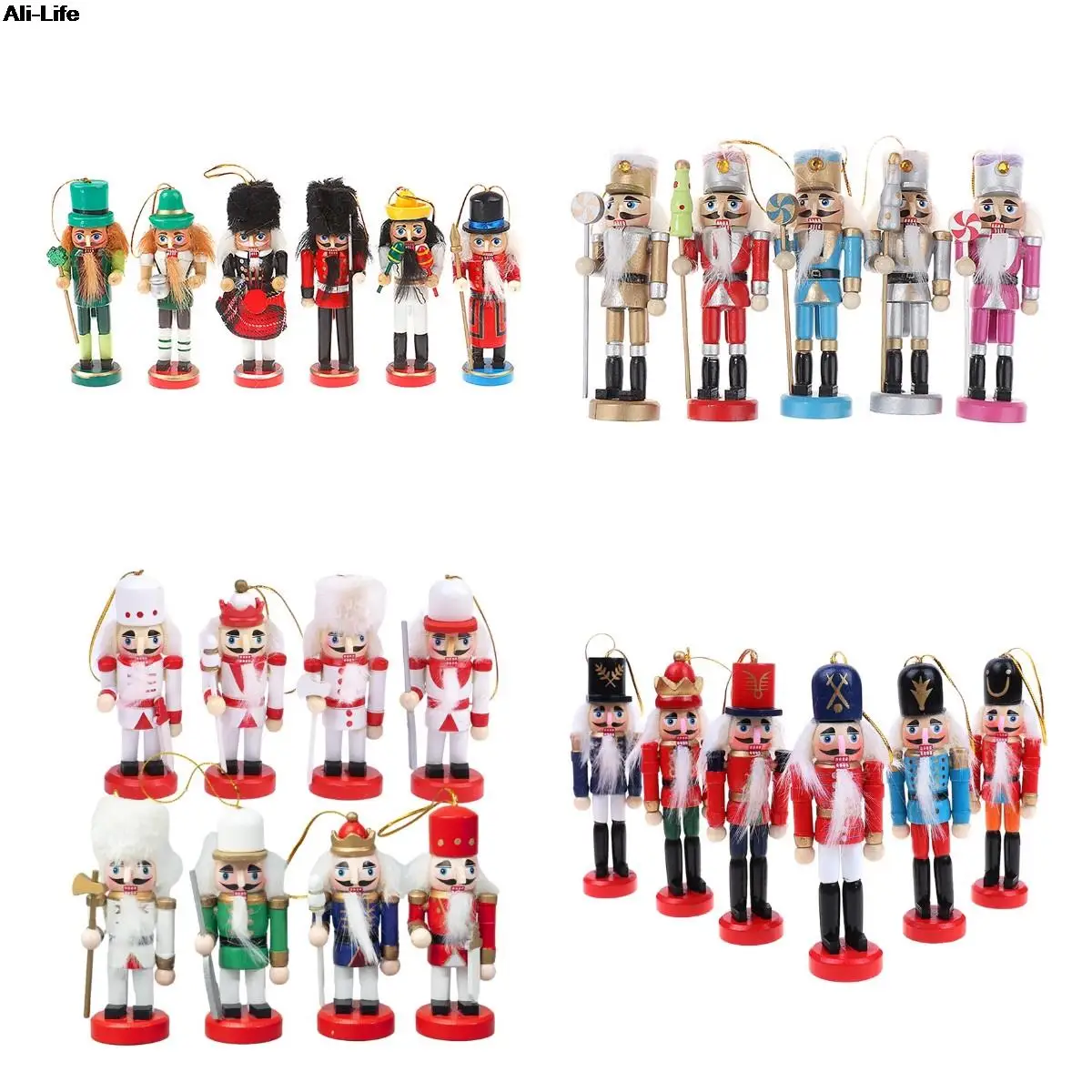 

Hot sale 12-13cm Wooden Nutcracker Solider Figure Model Puppet Doll Handcraft For Child Gift Christmas Home Office Decor 1pc