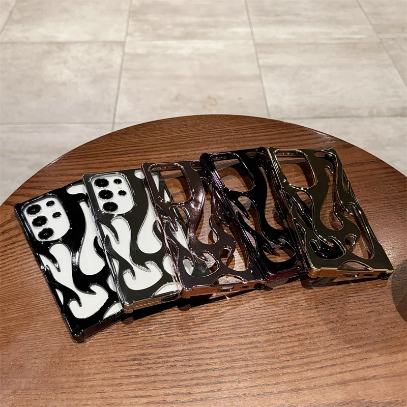 Flame Pattern 3D Plated Shockproof Slim Phone Case