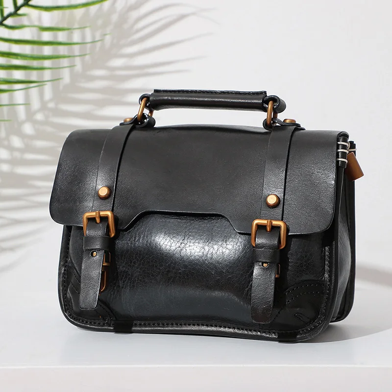 Women Fashion Messenger Bag Girl Vintage Handbags Large Capacity Shoulder Bags High Quality Genuine Leather  Travel Street Style