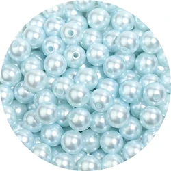 Assorted Size ABS Imitation Pearl Spacer Beads for DIY Jewelry and Crafting (Light blue)