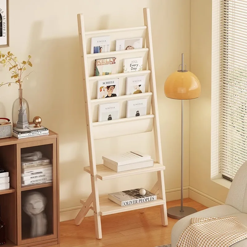 Vintage Floor Standing Magazine Rack Newspaper Organizer Kids Picture Book Display Wall-Mounted Literature Shelf Furniture FYMR