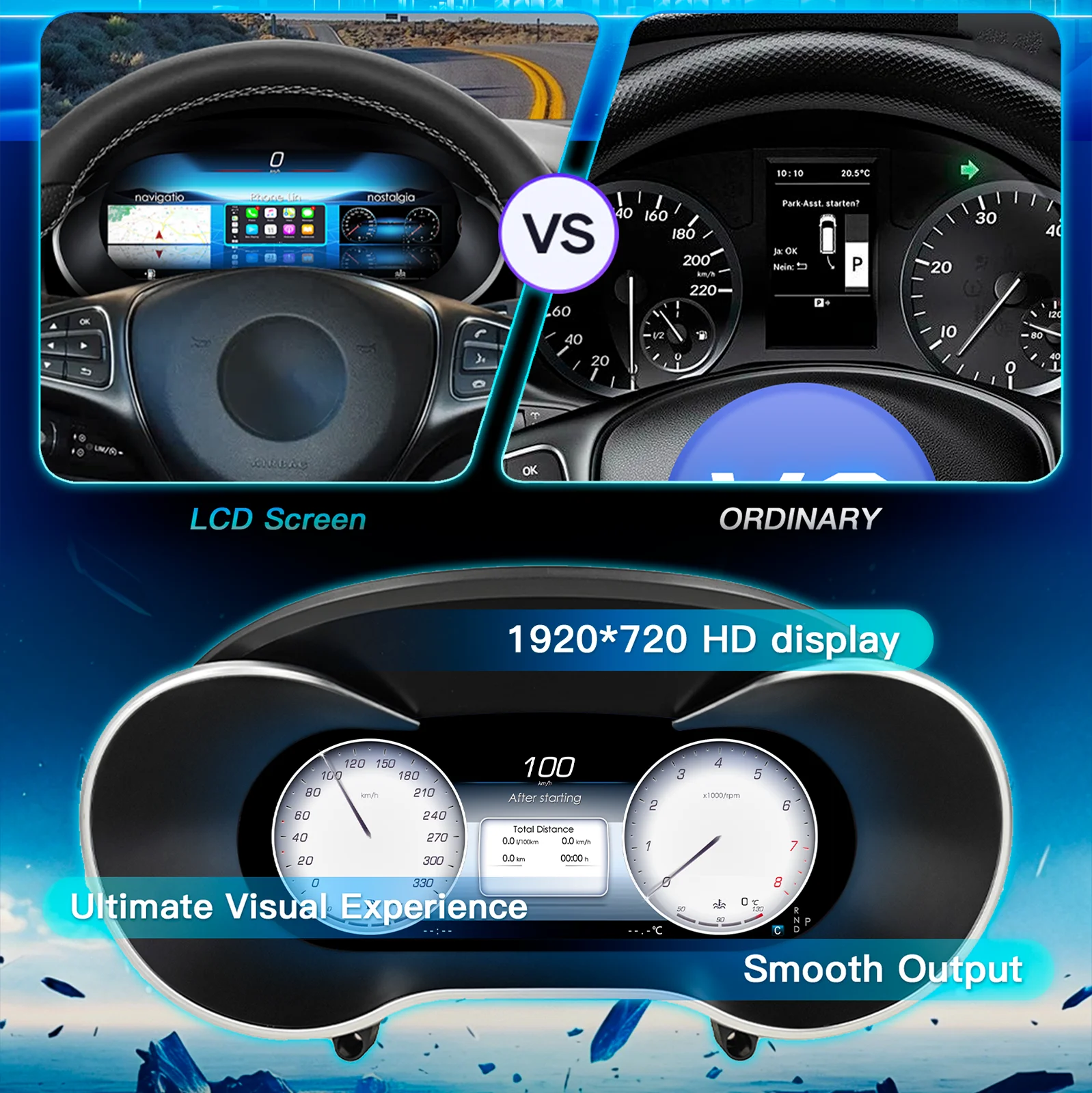 Panel de Instrumentos Digital LCD de 12.3'' para Benz Clase E W212 LHD, Años 2010-2015, Compatible con Carplay, HDMI, Velocímetro LCD, Cabina Virtual 6