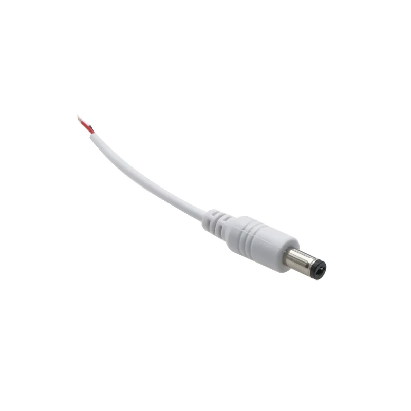 DC 케이블 순수 구리 와이어 암수 커넥터, PVC 절연 전원 코드, 피그테일-펜 엔드 화이트 12V 공급, 5.5x2.5 2.1mm