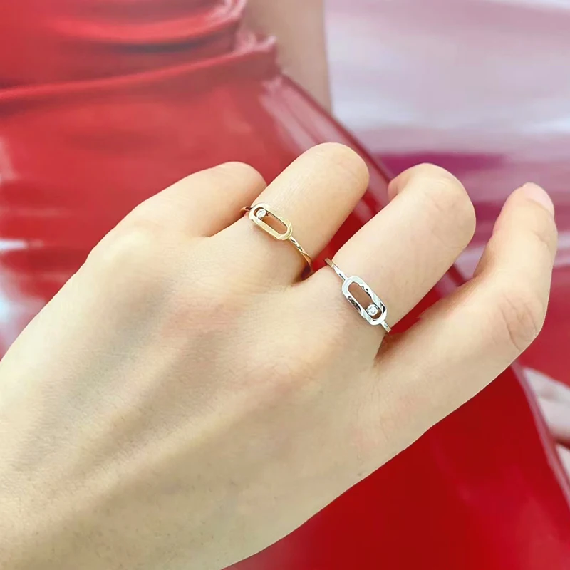 High quality 925 sterling silver exquisite fashion single diamond sliding ring Ladies luxury jewelry Christmas Valentine gift 3