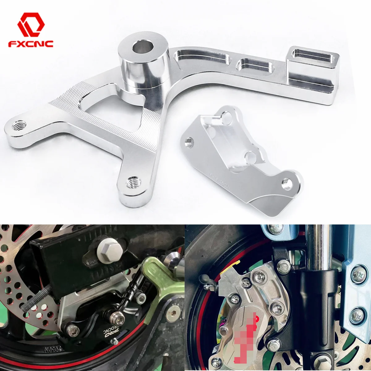 ChromeMotorcycleAluminumFrontRearBrakeCaliperBracketAdapter