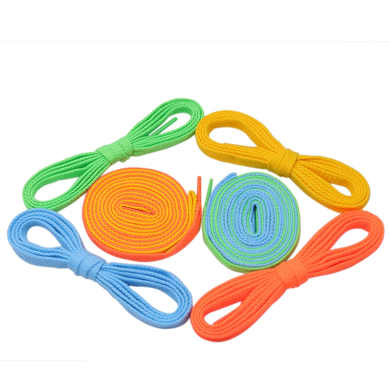 Weiou Shoe Accessory 7MM Bright Color Flat Shoelaces Double-Layer Polyester Man Women Sneaker Laces For Drop-Shipping Bulk Order