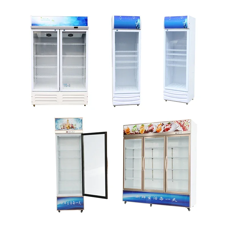 Commercial Glass Door Freezer Dual Temperature Cooler Shelf Display Fridge Refrigeration Beverage Refrigerator For Juice
